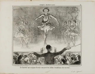 Una bailarina que afirma haber conservado la gran tradición del VESTRI, lámina 12 de Croquis Dramatiques