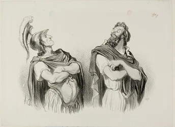 Aquiles y Agamenón. Aquiles: "- ¡Y qué me importa tu Troya!", placa uno de Physionomies Tragiques