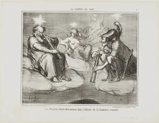 Hasta los planetas observan con interés la llegada del famoso cometa, lámina 9 de La Cométe De 1857