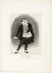 Henri Monnier (en el papel de Joseph Prudhomme) "- ¡Nunca permitiré que mi hija se convierta en la esposa de un escritorzuelo!", lámina 1 de Les Artistes Contemporains (Odéon).