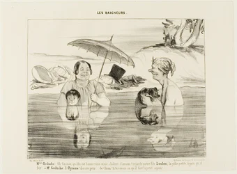 Madame Greluche: "¡Oh, Gustave, qué bien! ¡Un verdadero calor relajante! Mira a nuestro hijo Loulou; ¡qué carita más mona pone!". Sr. Greluche: "Y Pyramus, tiene miedo, miedo como un perro. Si supieras lo que está haciendo ahora mismo, el pequeño granuja",