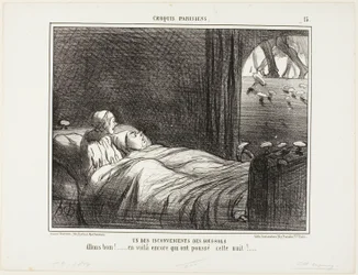 Una de las desventajas de vivir en el sótano. "Mira, aquí hay algunas más que crecieron anoche...", lámina 15 de Croquis Parisiens.