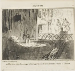 Propuesta de mejora para los teatros de París, que no dejará de tener su efecto durante los días de perros, lámina 4 de Croquis d
