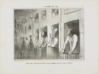 Las calles de París empiezan a tener este aspecto cada noche, lámina 7 de La Cométe De 1857