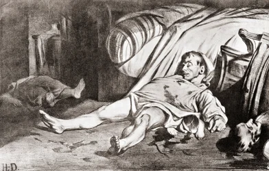 Le Massacre de la rue Transnonain, de la litografía de Honore Daumier, de The Print-Collector