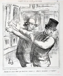 Obra de Honore Daumier. Charivari data de 1865: Serie Bocetos Tomados en el Salón "No seamos burgueses así... ¡admiremos al menos este Courbet!" MUSEO DE BELLAS ARTES - PALACIO LONGCHAMP, MARSELLA
