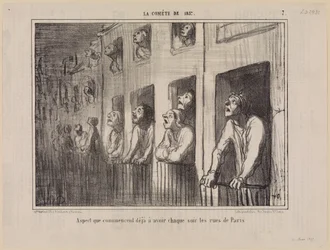 Aspecto que ya comienzan a tener cada noche las calles de París (El cometa de 1857, hoja 7)