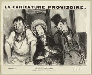 Interior de un ómnibus, de la serie «Tipos parisinos» de La Caricature Provisoire