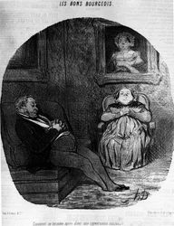 Les Bons Bourgeois: pareja durmiendo - por Daumier, en “Charivari” del 05/11/1846.