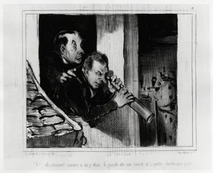 ¡Oh! Absolutamente como si estuviéramos allí, la grande se quita el corsé y la pequeña busca una astilla. Ilustración de Honoré Daumier, publicada en 