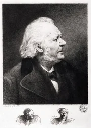 Retrato de Honoré Daumier (1808-1879), grabador, pintor y escultor francés. Grabado de su hijo Boulard