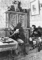 Ilustración de Daniel Hernández (1856-1932) para Médico rural, novela de Honore de Balzac (1799-1850) de la colección en varios volúmenes titulada Comedia humana, publicada en 1902, París.