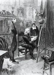 Ilustración de Pierre Vidal (1849-1929) para Obra maestra desconocida, cuento de Honore de Balzac (1799-1850) de la colección en varios volúmenes titulada Comedia humana, publicada en 1901, París.