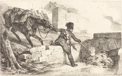 Artillero encendiendo una mina