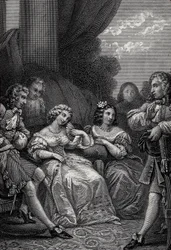 El Misántropo o el Atrabiliario enamorado - Grabado de “Obras” de Jean-Baptiste Poquelin dit Molière (Jean Baptiste Poquelin)
