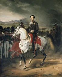 Retrato de Carlo Alberto Amedeo de Saboya, rey de Cerdeña, a caballo