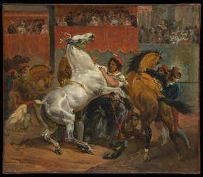 La salida de la carrera de los caballos sin jinete