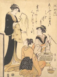 La concha de sauce Yanagi-kai, de un conjunto sin título de impresiones de belleza sobre el tema de S..., ca. 1791