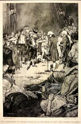 La rendición del Capitán Pearson a John Paul Jones en la cubierta del Bonhomme Richard en 1779
