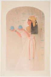 La reina Nefertari ofreciendo dos vasijas