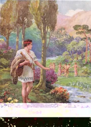 «Bajo la sombra de rocas y árboles bailaban ninfas y pastores», ilustración para 