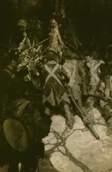 General Wayne Endeavoring to Quell the Mutiny of the Pennsylvania Regiments at Morristown, N.J. 1781, de "The United States Army" de Francis V. Greene, publicado en Scribner