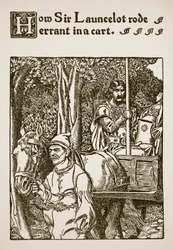 Cómo Sir Launcelot cabalgó errante en un carro, ilustración de 