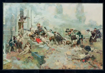 The Attack Upon the Chew House, de "The Story of the Revolution" de Henry Cabot Lodge (1850-1924), publicado en Scribner