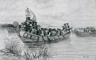 El Desembarco de Cadillac, ilustración de 