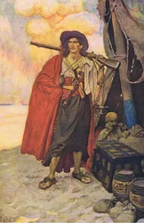 El bucanero era un tipo pintoresco, de El Libro de Piratas de Howard Pyle publicado por Harper & Bros, 1921