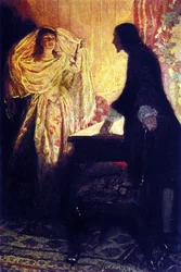 El encuentro con la hija del Capitán Keith. Ilustración del “Libro de piratas, bucaneros y cimarrones del Mar Caribe” de Howard Pyle