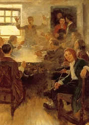 La vida de los estudiantes en 1679, de "Undergraduate Life at Harvard" de Edward S. Martin, publicado en Scribner