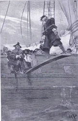 Caminando por la tabla, de El Libro de Piratas de Howard Pyle publicado por Harper & Bros, 1921