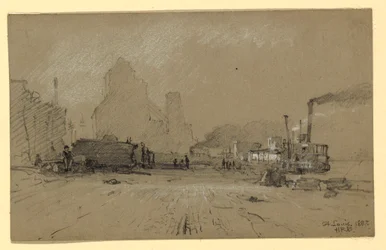 Dibujo, En el Mississippi en St. Louis., 1887