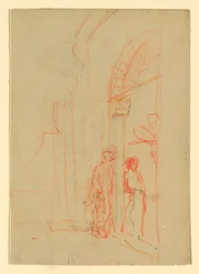 Boceto: En una puerta