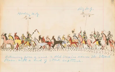 Regresando de una incursión a Viejo México a través de las Llanuras Estacadas con un rebaño capturado, 1874-75