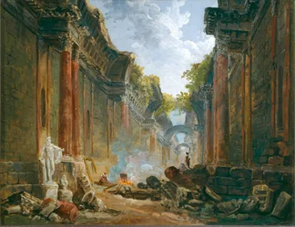 Vue imaginaire de la Grande Galerie en ruine - Vista imaginaria de la Gran Galería en ruinas ...