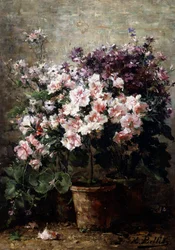 Composición floral. Pintura de Hubert Bellis (1831-1902 Belga) Colección particular
