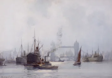 Tower Bridge from the Lower Pool, c.1925 (acuarela sobre papel)