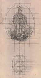 Diseño para una medalla: Figura de la Virgen
