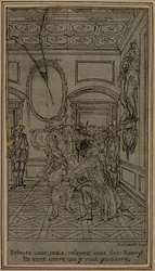 Estudio para viñeta-frontispicio de "La Partie de Chasse de Henri IV" de Colle, acto I