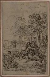 Estudio para viñeta en "Les Amours de Mirtil" de Fontenelle (atr.), Canto IV