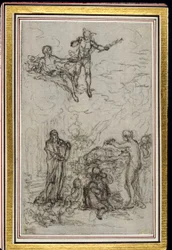 Estudio para viñeta en "Les Amours de Mirtil" de Fontenelle (atr.), Canto VI