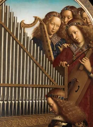 Ángel músico con Santa Cecilia, del Retablo de Gante
