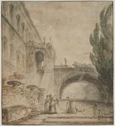Un Palacio con un Puente Arqueado (Una Villa Romana)