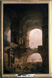 Sarcófago. Pintura de Hubert Robert (1733-1808), óleo sobre lienzo
