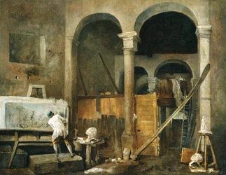 El estudio del artista, c.1760 (óleo sobre lienzo)