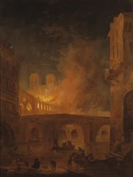 El incendio del Hotel-Dieu en París, por Robert, Hubert