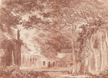 La fuente oval de los jardines de Villa d