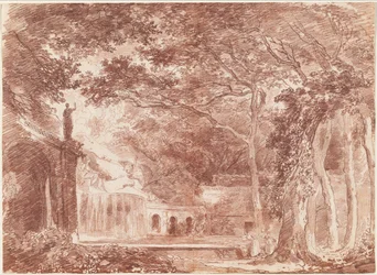 La fuente oval de los jardines de Villa d